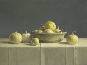 Stilleven met sierkalebassen