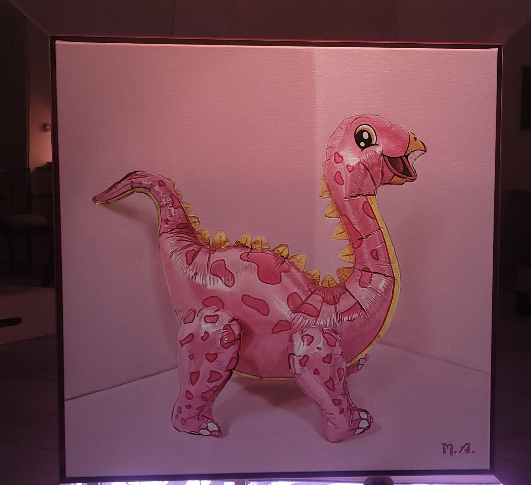 Olieverf op doek: Dinosaurus Ballon van Maudy Alferink kopen? Kunst Dinosaurus Ballon van Maudy Alferink kopen?