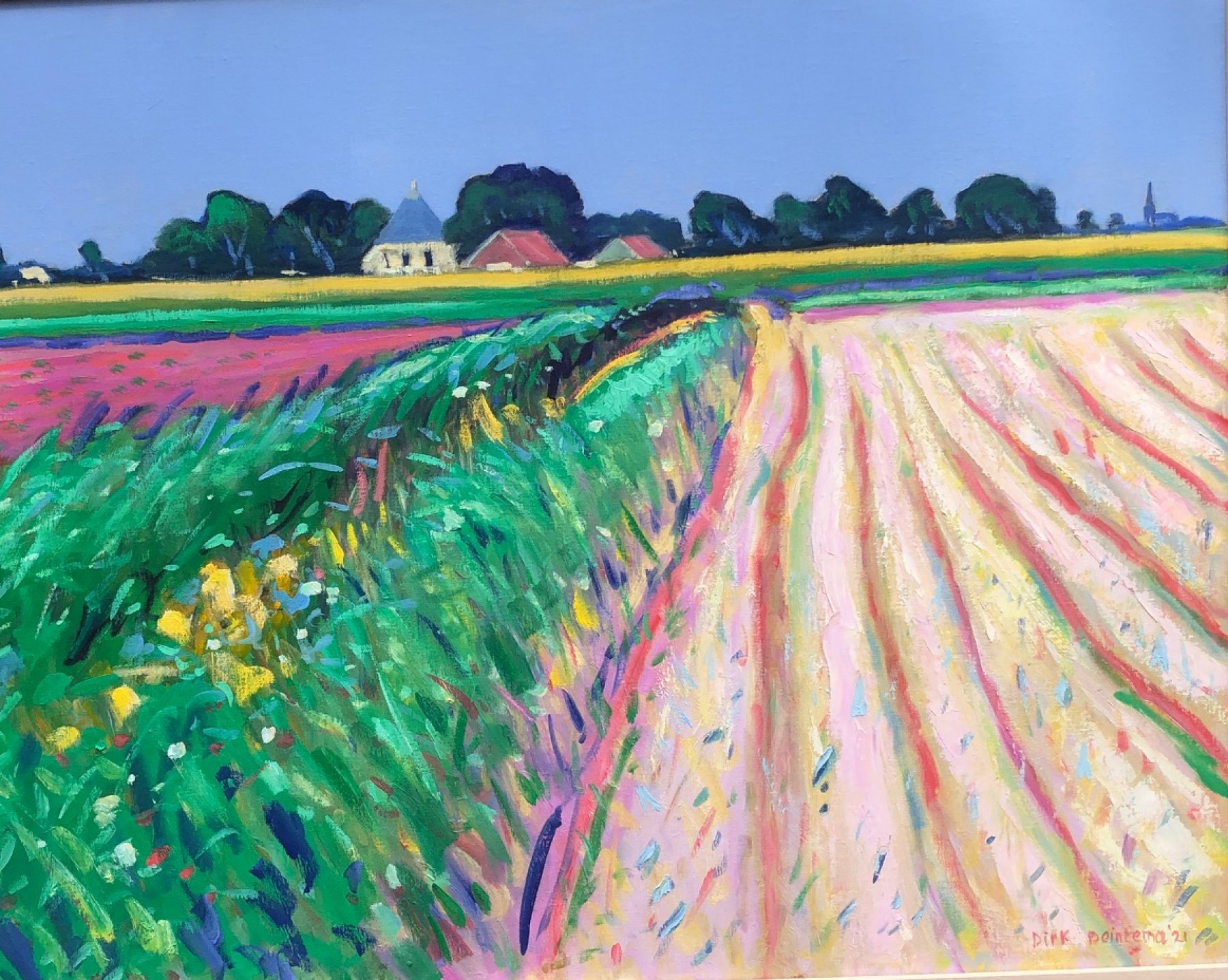 Olieverf op doek: Landschap bij Hallum van Dirk Beintema kopen? Kunst Landschap bij Hallum van Dirk Beintema kopen?