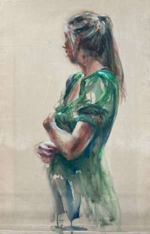 最新館藏 > Vrouw in groene jurk (op beige) kopen?